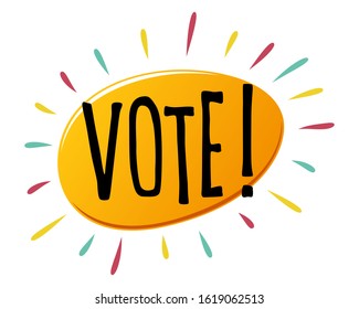 "Vote!" lettering vector text banner