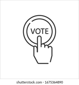 Vote Line Icon Hand Press Button