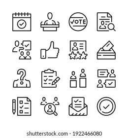 Vote line icons set. Modern graphic design concepts, simple outline elements collection. Vector line icons