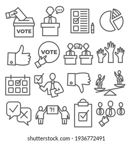 Vote line icons set on white background