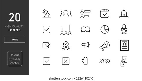 vote line icons. vector linear icon set.