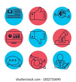 Vote line style icons group design, President election government and campaign theme Vector illustration