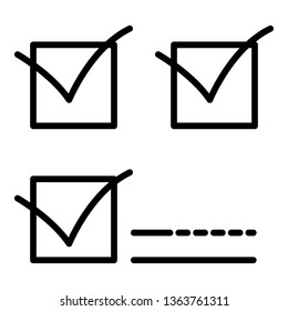 Vote mark icon. Outline vote mark vector icon for web design isolated on white background