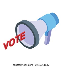 Vote megaphone icon isometric vector. Polling election. Democracy box