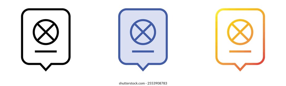 vote no icon. Linear, Blue Fill and Gradient Style Design Isolated On White Background