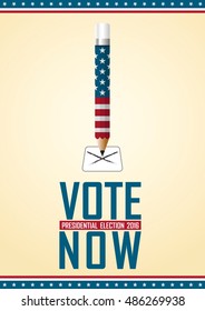 Vote now. 2016 USA presidential election campaign. Vector illustration. 