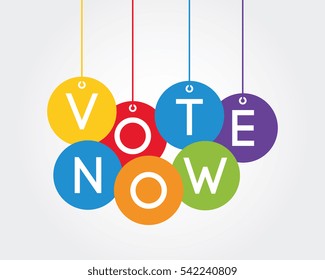 vote now. banner hanging ball style, vector illustration