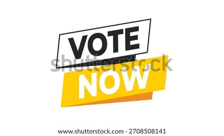 Vote now concept vector illustration featuring bold typography and modern graphic elements on a clean background, ideal for elections and polls. Vector