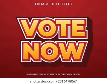 vote now editable text effect template with abstract background and 3d style use for business brand and logo