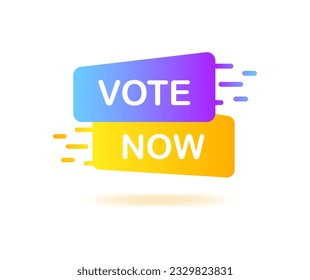 Vote now. Flat, color, advertising banner vote now, voting banner. Vector illustration.