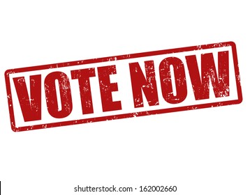 Vote now grunge rubber stamp on white, vector illustration