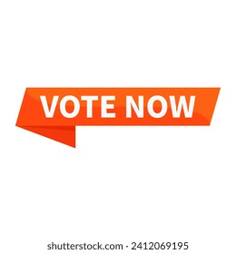 Vote Now Orange Ribbon Rectangle Shape Para El Anuncio De Acción Elección

