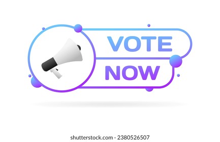 Vote now sign. Flat, color, megaphone icon, vote now sign. Vector icon