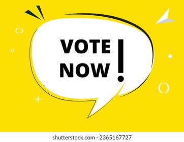 Vote now speech bubble text. Hi There on bright color for Sticker, Banner and Poster. vector illustration.