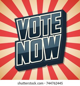 Vote now, Speech retro poster. Vector illustration