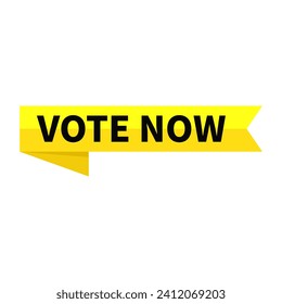 Vote Now Yellow Rectangle Ribbon Shape For Election Choice Action Announcement
