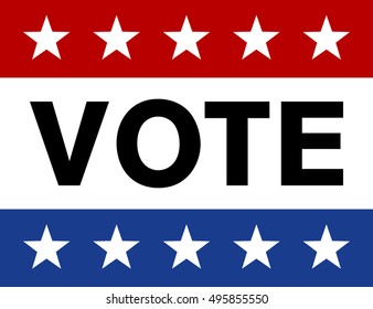 Vote on election day red, white and blue with stars display vector poster for print