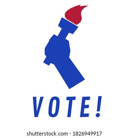 Vote on election. Hand holding a torch