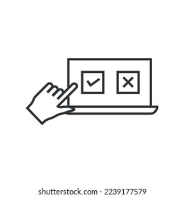 Abstimmung über Notebook-Vektorsymbol im Online-Wahlkampf
