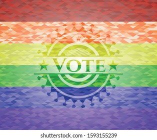 Vote on mosaic background with the colors of the LGBT flag
