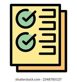 Vote online paper icon outline vector. Ballot election. Mobile election color flat