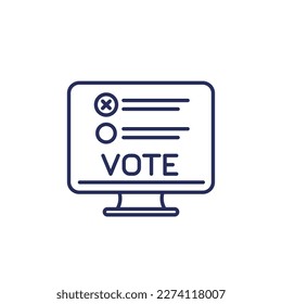 Vote, online voting line icon