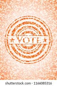 Vote orange mosaic emblem with background