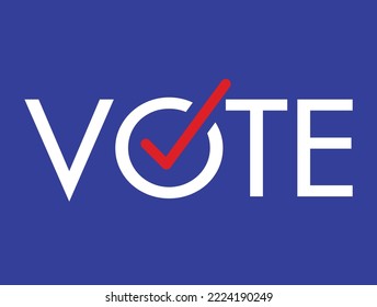 Vote over Blue background Voting Symbols vector design. template Elections icons. check marks.
