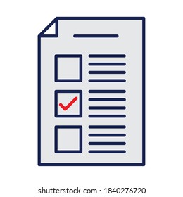 Vote paper with check mark line and fill style icon design, President election government and campaign theme Vector illustration