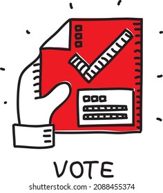 Vote paper document. Sketchy hand-drawn vector illustration.