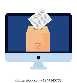 Vote paper on box in computer design, President election government and campaign theme Vector illustration