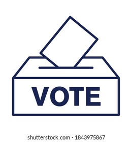 Vote paper on box line style icon design, President election government and campaign theme Vector illustration
