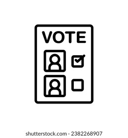 Vote Paper Outline Icon Vector Illustration