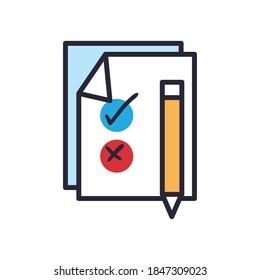 Vote paper with pencil line and fill style icon design, President election government and campaign theme Vector illustration