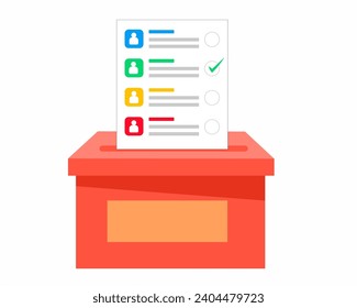 Papel de voto puesto en la caja electoral Imagen vectorial del Día de los Feliz Votantes Nacionales.	
