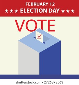papel de votação colocado na caixa de eleição. conceito para votos eleitorais victor Ilustração