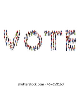 Vote people crowd. Huge crowd of different people making choice: conceptual illustration. Vector illustration.