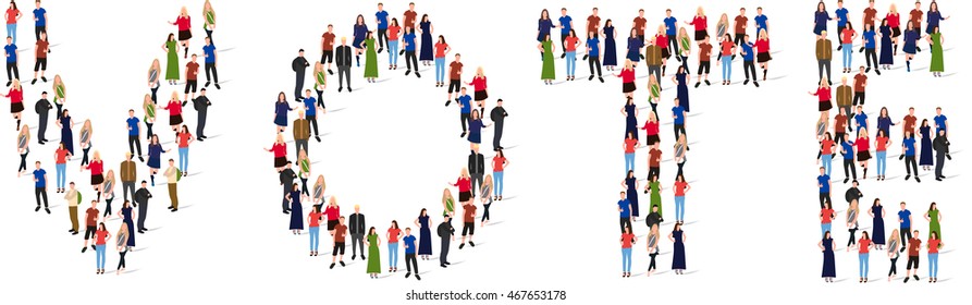 Vote people crowd. Huge crowd of different people making choice: conceptual illustration. Vector illustration.