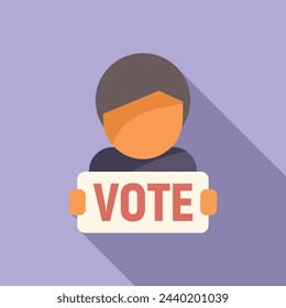 Vote person banner icon flat vector. Choice election. Democracy citizen