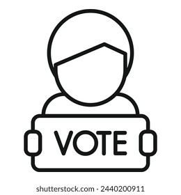 Vote person banner icon outline vector. Choice election. Democracy citizen