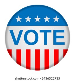 Vote Pin Badge on white background. Isolated 3d illustration