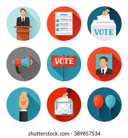 Vote political elections icons. Illustrations for campaign leaflets, web sites and flayers.