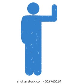Vote Pose grainy textured cobalt icon for overlay watermark stamps. Flat symbol with scratched texture. Dotted vector ink rubber seal stamp with grunge design on a white background.