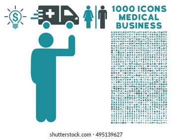 Vote Pose icon with 1000 medical commercial soft blue vector design elements. Clipart style is flat bicolor symbols, white background.