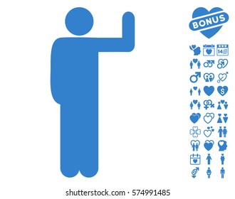 Vote Pose icon with bonus lovely icon set. Vector illustration style is flat iconic cobalt symbols on white background.