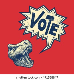 Vote Poster With T-rex Head