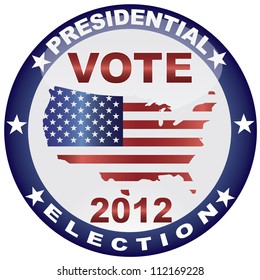 Vote Presidential Election 2012 with USA Flag in Map Silhouette Vector Illustration