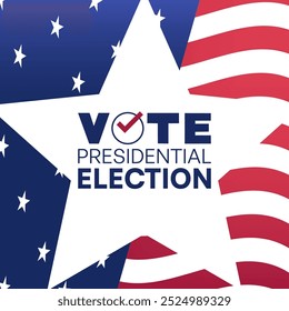 Vote Presidential Election 2024 Campaign Banner with American Flag and Stars, Vector illustration