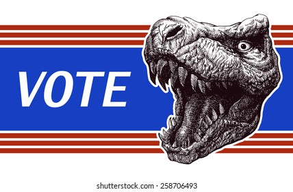 Vote - Presidential Election Poster with trex head. Vector illustration