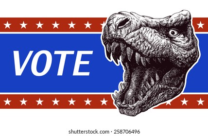 Vote - Presidential Election Poster with trex head. Vector illustration